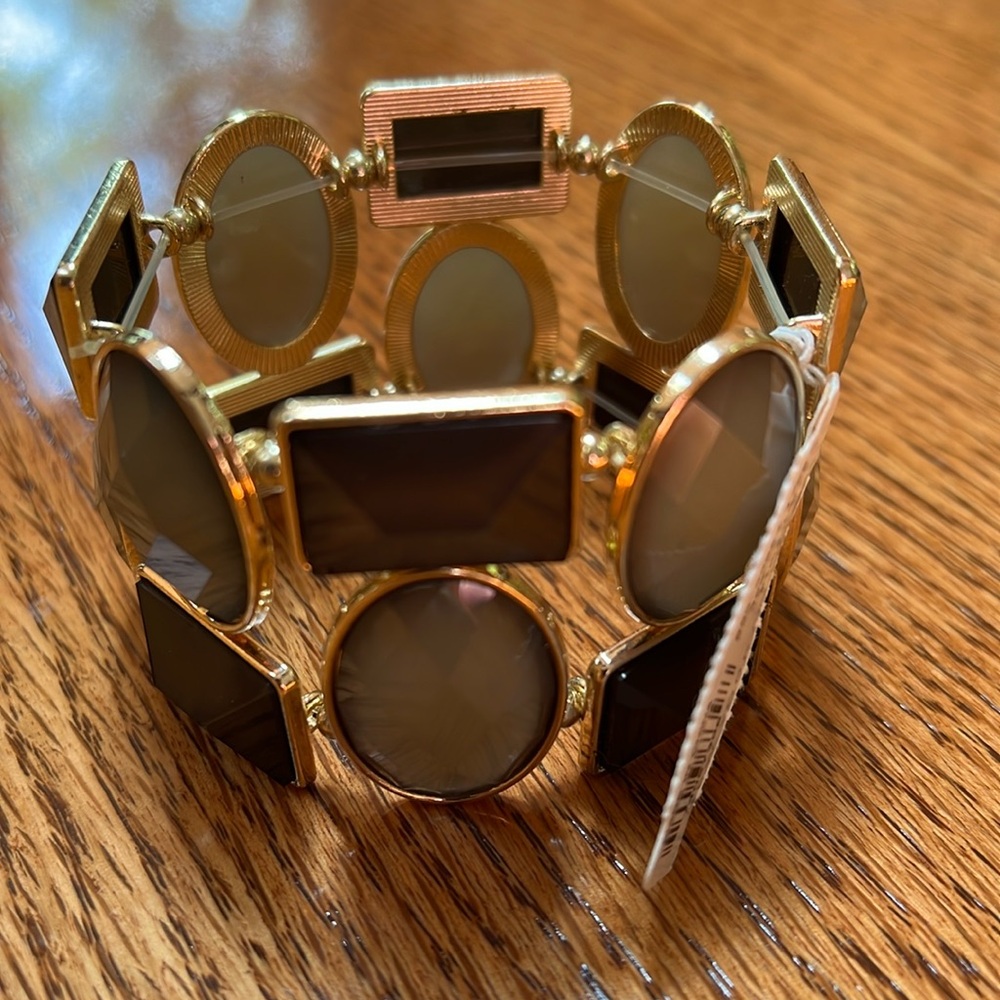 New York and Company Bracelet Taupe and Gold